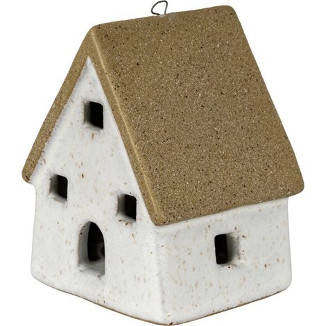 Alora Large Town Cottage with LED Lights - Ceramic - L5 x W5 x H8 cm - White