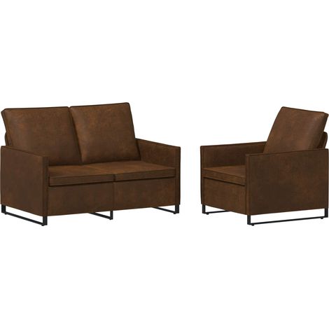 Sofa Set 2 pcs Brown Faux Suede Fabric vidaXL (1/5)
