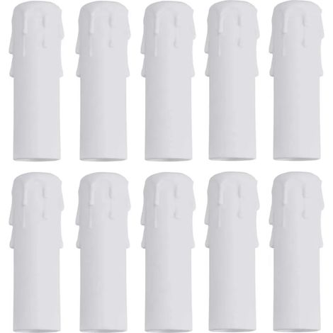 Pack de 10 supports de bougies blanches, chandeliers en plastique cristal, 100 x 30 mm, bougies LED pour lustre, appliques murales et suspensions (1/4)
