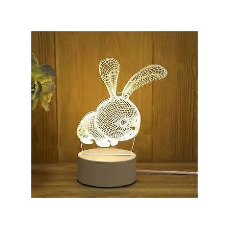 3D-LED-Nachtlicht, intelligente Möbelleuchte, Innenleuchte, Dekolampe, Weihnachtsgeschenk für Kinder, Hase
