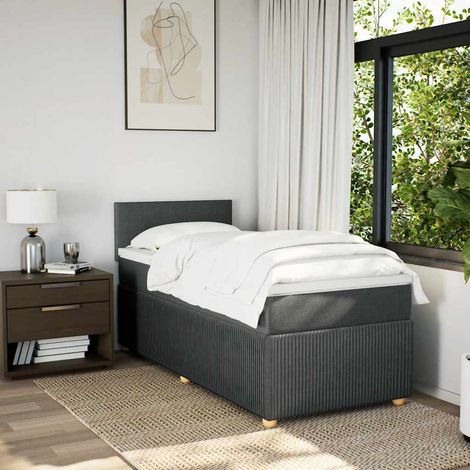 Lit Adulte - Sommier à lattes avec matelas Gris foncé 80x200 cm Tissu Maison La Vie (1/5)