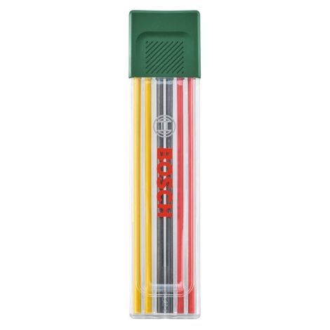 Set de 6 mines graphites multicolores (acces. pr marqueur pr trous profonds  2 rouges, 2 jaunes  2 graphites HB  2,8 mm  étui) - BOSCH - 1600A032UV (1/4)