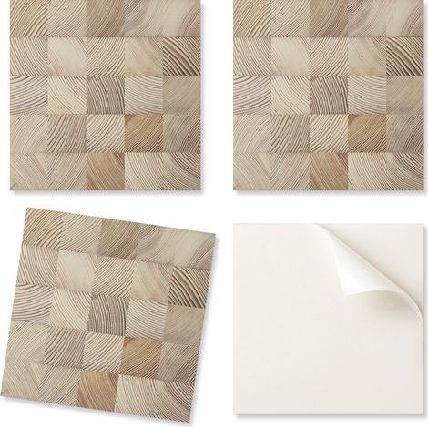 Paquete de baldosas de vinilo con dise帽o de tablones de madera para cocina, 4x50x50 cm.