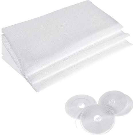 CYRILL - Confezione da 3 zanzariere con 4 rotoli di nastro autoadesivo per finestre 2 x 1,5 m Bianco (1/5)