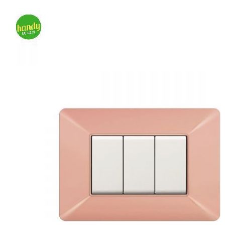 Placca da 3 moduli Easy Elettrocanali in plastica arancio pastello