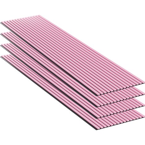 Lot 4 pièces - Panneau Acoustique - Rose - Feutrine Noir - 240x60x1.1cm (1/5)