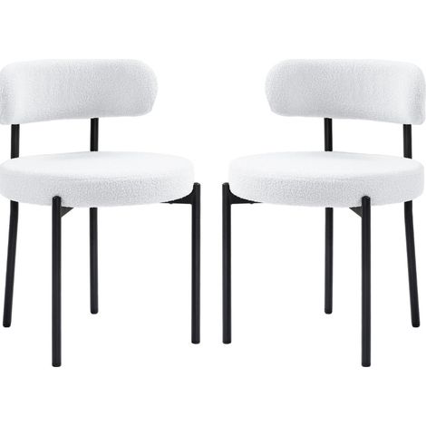 CHICFURN Juego de 2 sillas de comedor 51x51x76 cm, tela peluche color crema, patas de acero (1/5)