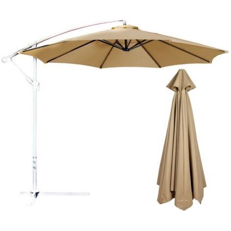 Funda para sombrilla de 270 cm, tejido de poliéster impermeable y resistente a los rayos UV, compatible con sombrillas de 8 varillas, color marrón. (1/5)