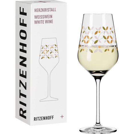 Verre à vin blanc 300 ml - série N° 9 - verre avec motif floral en or rose - Made in Germany (1/5)