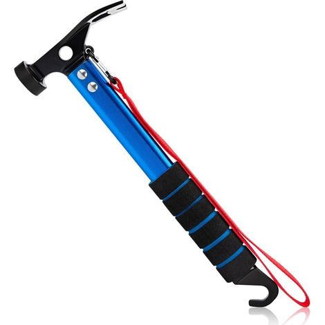 Marteau De Tente - 1 Pièce - Aluminium Et Acier - Multifonctionnel - Camping Et Jardinage - Bleu (1/5)