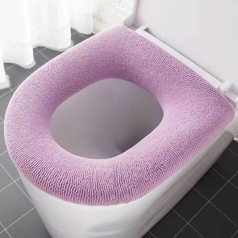 Couvre-Abattant Pour Toilette - Tricoté Épais - Convient Aux Abattants Ovales Et Allongés - Lavable En Machine - 44 x 36 cm (1/5)