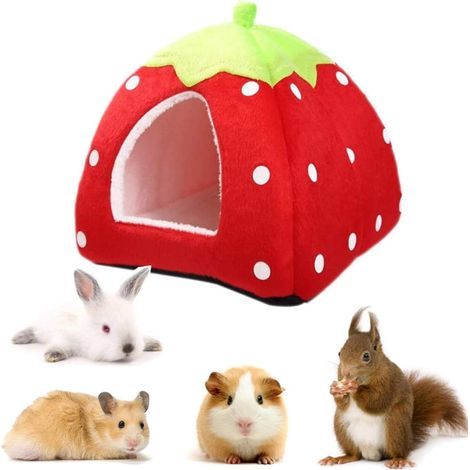 Small Pet Shelter and Basket - Rabbit Guinea Pig Hamster Hedgehog Chinchilla, Plush Adult and Baby Guinea Pig Basket with Removable Cushion