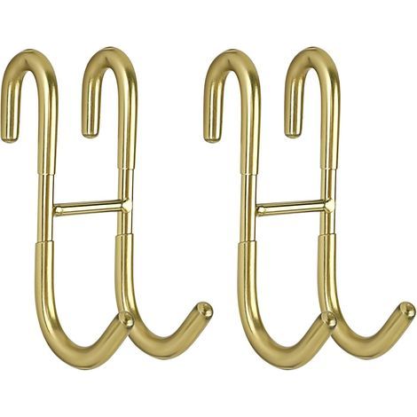 Ganci per porta doccia (set da 2) per porte doccia in vetro senza telaio, porta asciugamani e portascopino, colore oro (1/4)