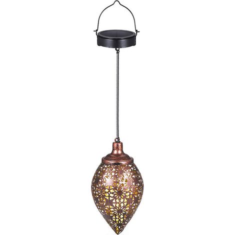 Lanterne Solaire - Lampe Extérieure LED Métal Cuivre Ajouré Style Marocain - Pour Jardin Balcon Terrasse - 1 Pièce (1/5)