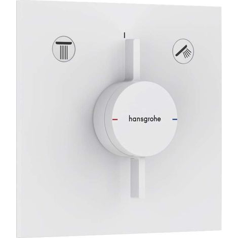 Mitigeur de douche encastré, Robinet douche carré 2 sorties, Mitigeur monocommande pour iBox universal 2, Blanc mat, 75417700 (1/4)