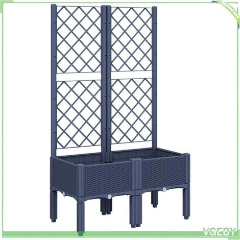 Jardinière avec treillis - FAFEICY - 367921 - 80x40x142 cm - Bleu gris - Aspect rotin (1/5)