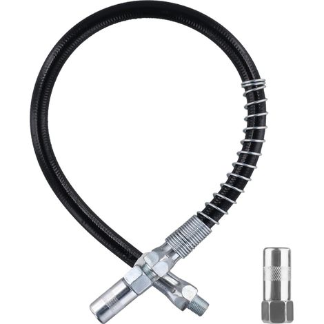 Kit d’Accessoires pour Pistolet à Graisse, Tuyau Flexible à Ressort de 45 cm avec Coupleur de Pistolet à Graisse 8000 PSI Filetages 1/8" NPT Raccords pour Pistolet à Graisse (1/4)
