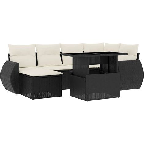 vidaXL Set Divani da Giardino con Cuscini 7pz Nero Polyrattan (1/5)