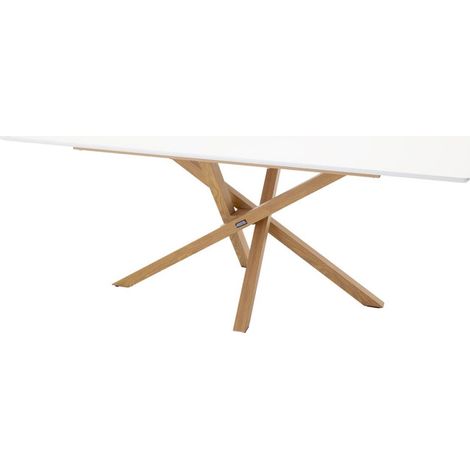 Table à Manger "Piazza" 180cm Blanc & Naturel (1/3)