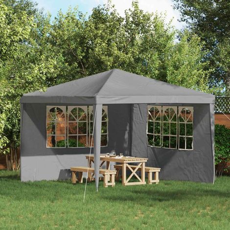vidaXL Parete per tenda da festa 2 pcs 300 x 195 cm Grigio Chiaro