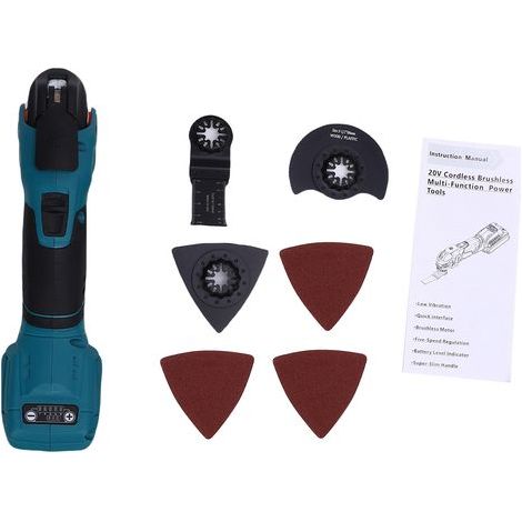 300W cordless multi-function oscillating tool, 5 variable speeds, max speed of 22,000 rpm, 4° oscillation angle, and includes a metal blade and sandpaper (single tool) (1/5)