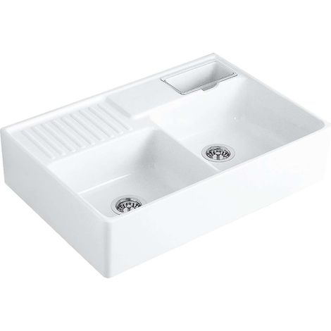 Villeroy & Boch Lavelli - Lavello in ceramica 895x630 mm con sistema di scarico, CeramicPlus, bianco alpino 632391R1 (1/4)