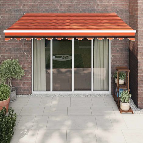 Auvent rétractable, Store Banne, Marquise Brise-soleil orange et marron 3,5x2,5m tissu et aluminium LKOWF90058 (1/5)