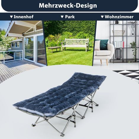 190 x 70 cm baumwolle feldbett auflage 7 cm dicke martratze mit 4 befestigungsbandern blau