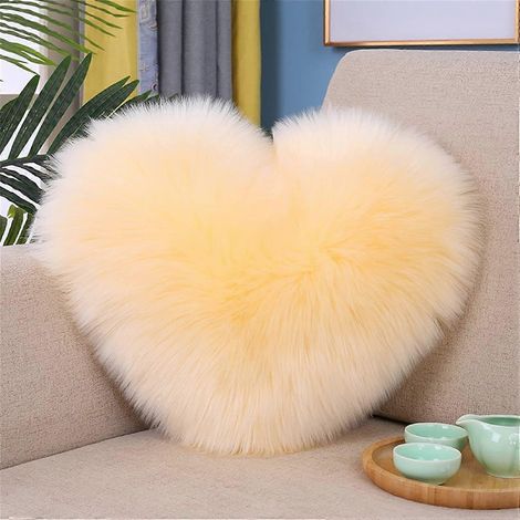 Housse de coussin décorative en forme de cœur pour salon, canapé, chambre ou bureau, blanche (1/4)