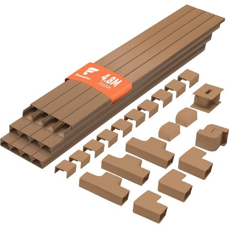4,8 m Goulotte Marron, Goulotte Electrique pour Câbles, Cache Fil, Cache Cable pour Cacher Les Câbles, Goulotte Autocollante pour Mur, TV - 15mm x 10mm (0,4m x 12Pièces) (1/5)
