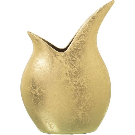 Vase élégance céramique dorée pour intérieur chic - Doré lumineux et texturé (1/3)