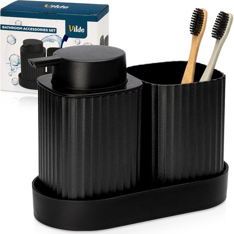 Vilde Set d’accessoires de salle de bains plastique noir (1/5)