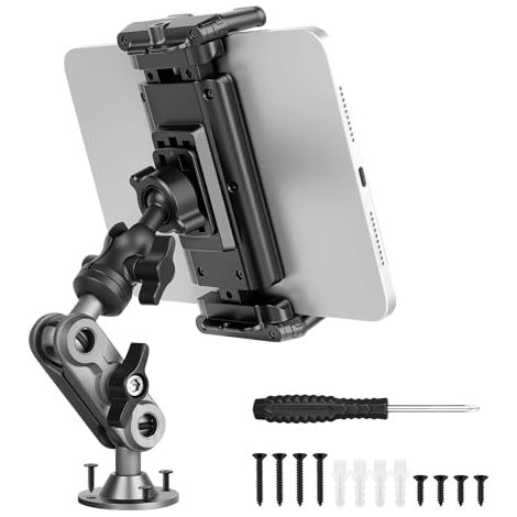 Soporte para tableta para camión, soporte para iPad para automóvil ajustable 360°, soporte para tableta de aluminio compatible con todas las tabletas iPad Pro, Samsung Galaxy, Kindle y Fire de 4,7 a 1