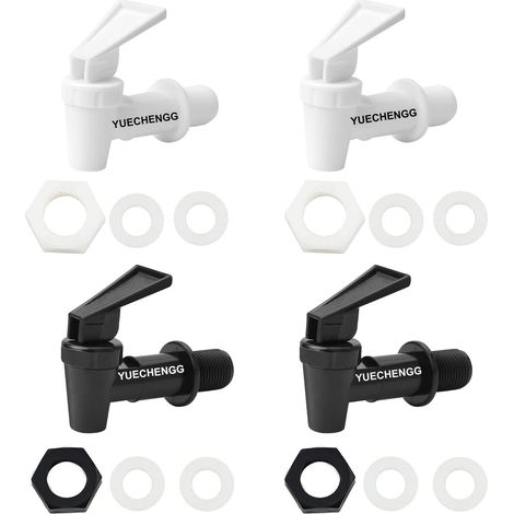 Lot de 4 distributeurs de boissons en plastique - Robinet de rechange pour distributeur d'eau - Convient pour les boissons froides et chaudes, tonneau à bière, verre, café, jus, fontaine à boire, noir (1/5)