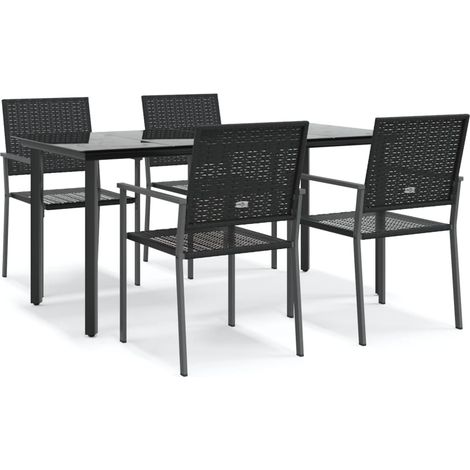 Maison Exclusive - 5-tlg. Garten-Essgruppe Poly Rattan und Stahl (1/5)