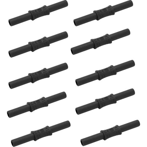 10 connecteurs banane femelle-femelle 4mm isolés noirs, adaptateur de rallonge pour fiches bananes (1/5)