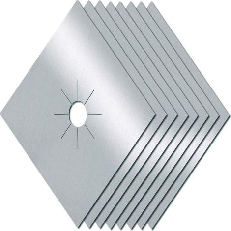 Lot de 8 protections pour cuisinière à gaz – Tapis anti-chaleur en aluminium – Épaisseur 0,2 mm – Argent (1/5)