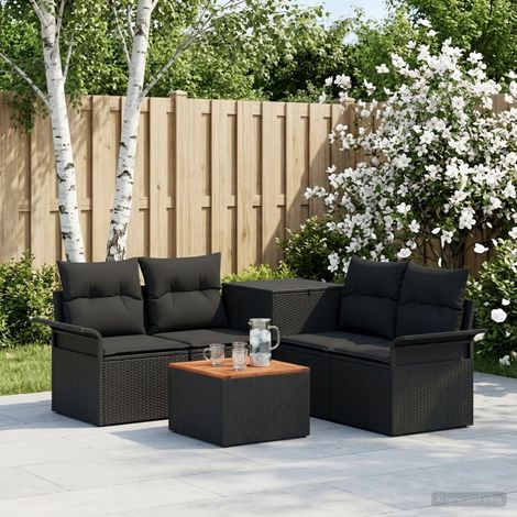 vidaXL Set di divani 6 pz 4-Numero di posti Nero (1/5)