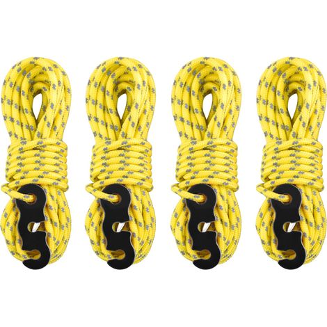 Corde de Tente Réfléchissante 4 m Corde Nylon Diamètre 3 mm Cordelette Camping avec Tendeur pour Camping Tente Auvent Randonnée Jaune 3mm 4 Pièces (1/5)