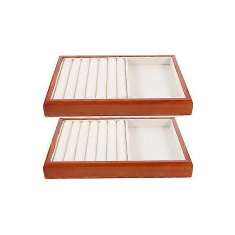 Lot de 2 plateaux à bijoux, présentoirs pour boucles d'oreilles et bagues, plateaux décoratifs pour boucles d'oreilles (1/2)