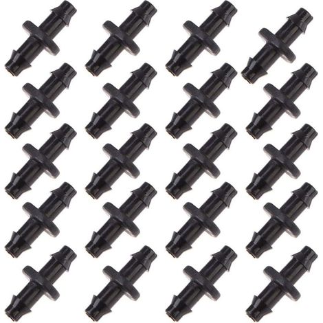 Irrigation de Pelouse 4/7mm Raccord Connecteur Goutte à Goutte, 100 Pièces(Connecteur Cannelé Double) H213 (1/4)