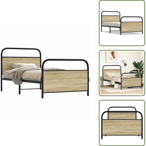 vidaXL Cadre de lit sans matelas 100x190 cm chêne sonoma
