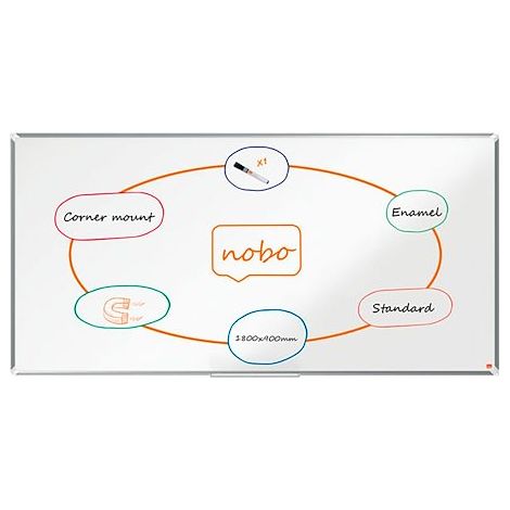 Tableau blanc Premium Plus émaillé - 180 x 90 cm - Nobo (1/5)