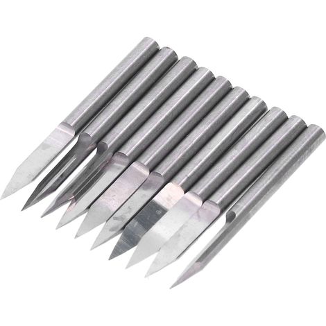 Lot de 10 fraises à graver en acier tungstène haute dureté, résistantes à l'usure, pour fraiseuse CNC, pour plastique, bois et fibre de verre, 0,1 mm (1/5)