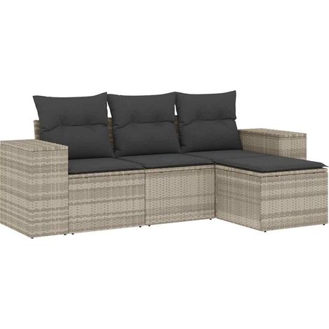 Maison Exclusive - Set de sofás de jardín 4 pzas y cojines ratán