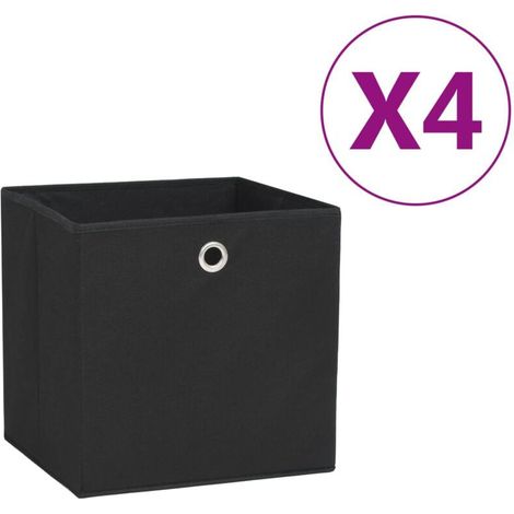 Vidaxl – Boîtes de rangement pliables 4 pcs en tissu intissé noir – Dimensions 28x28x28 cm – Œillet métallique pour retrait facile (1/5)
