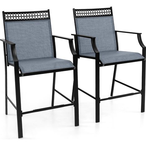 Set di 2 sgabelli da bar 66 x 62 x 114 cm che offrono il massimo comfort e uno stile elegante in metallo blu 200012534
