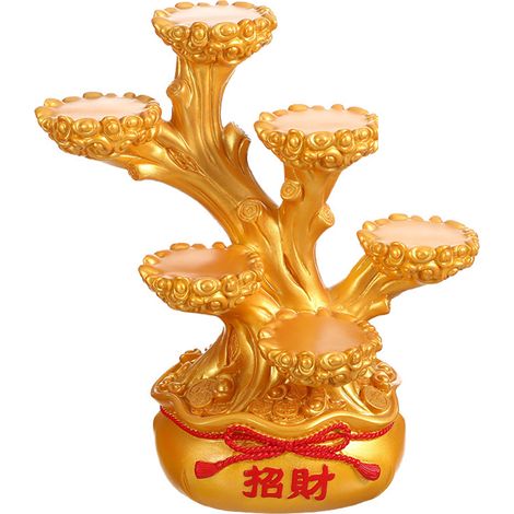 Statuette Bouddha en résine porte-bonheur, décoration Nouvel An chinois pour maison bureau, arbre à argent doré (1/5)
