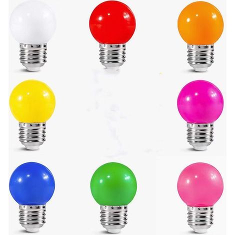 Ampoules LED couleur, 3 W, 220 V/50 Hz, type baïonnette, guirlande d'ampoules LED couleur, multicolore, lot de 40 (1/5)