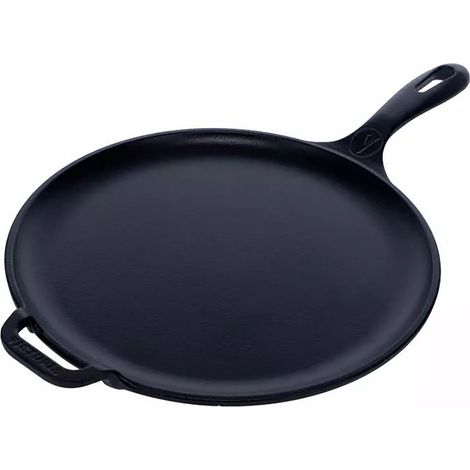 Victoria 35891 Plancha Cocina Inducción Comal Hierro Fundido Curado para Pizza, Tortillas 30cm Fuego, Barbacoa  Negro (1/5)